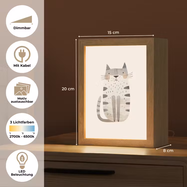 Kat - Dieren - Beige Light Box met kabel (Kinderlampje) klein -USP_websiteoverzichtDE