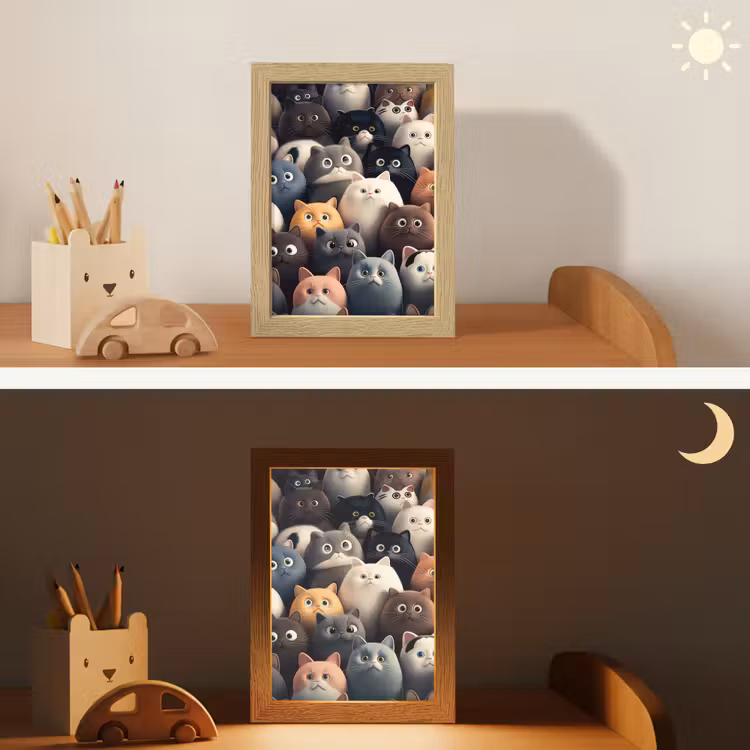 Kat - Dieren - Poes - Patroon - Jongen - Meisje Light Box met kabel klein -sfeer3_kind