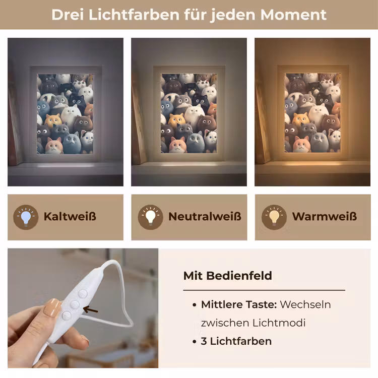 Kat - Dieren - Poes - Patroon - Jongen - Meisje Light Box met kabel klein -USP_lichtkleurDE