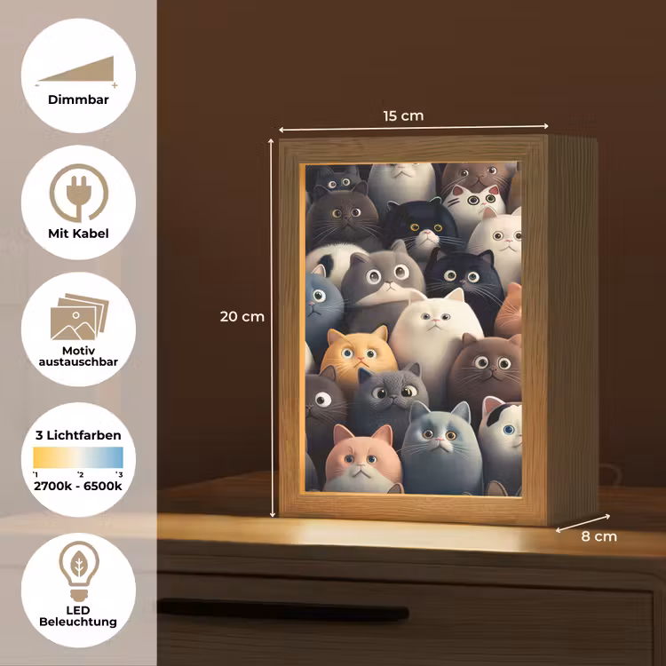Kat - Dieren - Poes - Patroon - Jongen - Meisje Light Box met kabel (Kinderlampje) klein -USP_websiteoverzichtDE