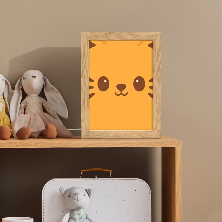 Kat - Simplistisch - Oranje - Vrolijk Light Box met kabel klein -sfeer2_kind