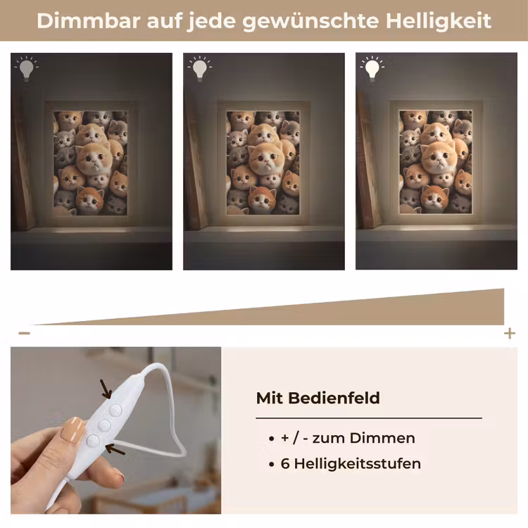 Katten - Huisdieren - Kitten - Design - Jongens - Meisjes Light Box met kabel klein -USP_dimbaarDE