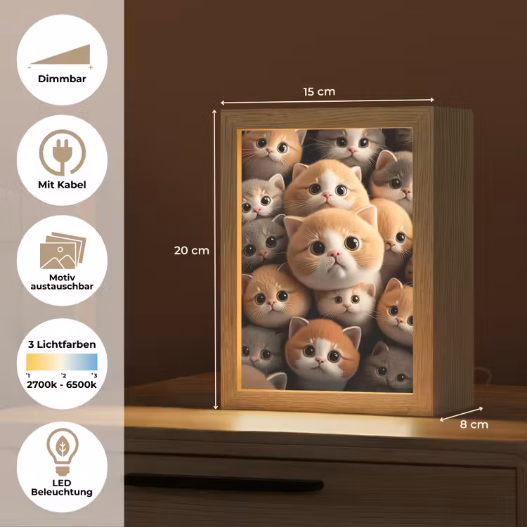 Katten - Huisdieren - Kitten - Design - Jongens - Meisjes Light Box met kabel (Kinderlampje) klein -USP_websiteoverzichtDE