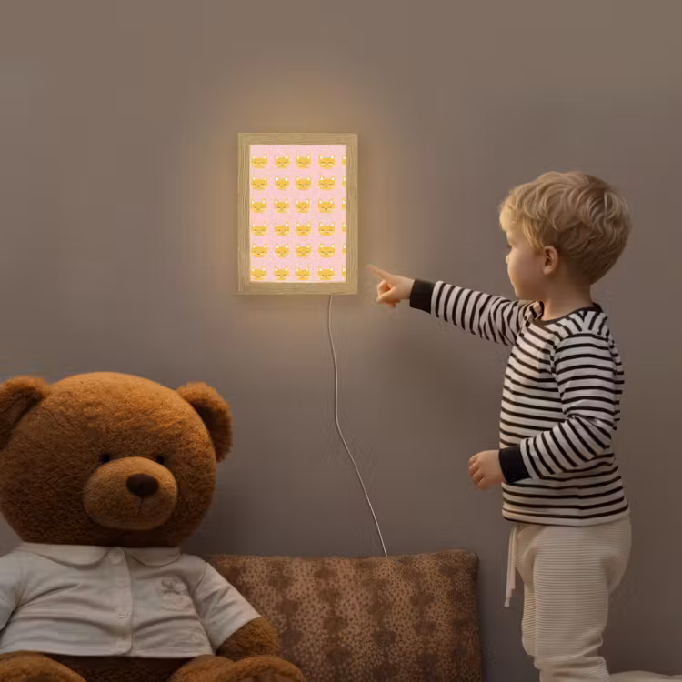 Katten - Patroon - Roze Light Box met kabel (Kinderlampje) klein 904 -sfeer4a_kind