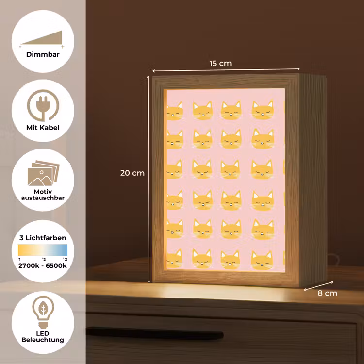 Katten - Patroon - Roze Light Box met kabel (Kinderlampje) klein 904 -USP_websiteoverzichtDE