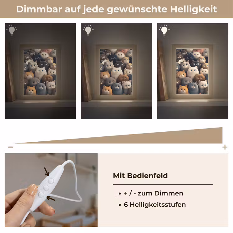Katten - Dieren - Poes - Design - Meiden - Jongens Light Box met kabel klein -USP_dimbaarDE