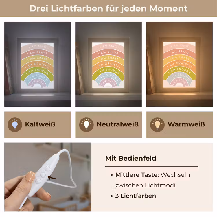 Kinderkamer - Quotes - Regenboog - Kleuriijk Light Box met kabel klein -USP_lichtkleurDE
