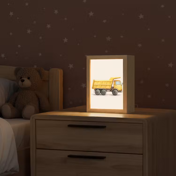 Kiepwagen - Geel - Illustratie Light Box met kabel (Kinderlampje) klein -sfeer1_kind