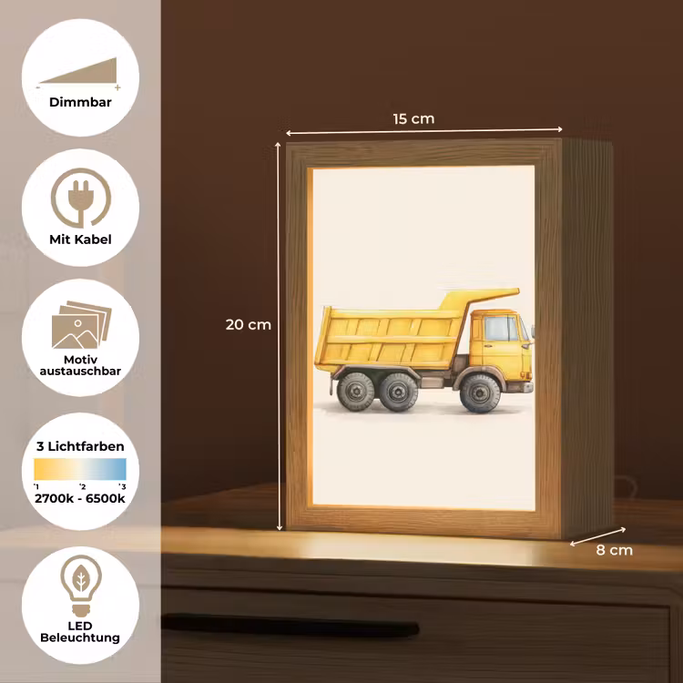 Kiepwagen - Geel - Illustratie Light Box met kabel (Kinderlampje) klein -USP_websiteoverzichtDE