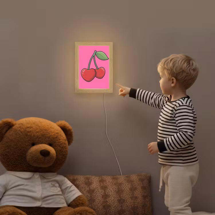 Kers - Roze - Fruit Light Box met kabel (Kinderlampje) klein -sfeer4a_kind