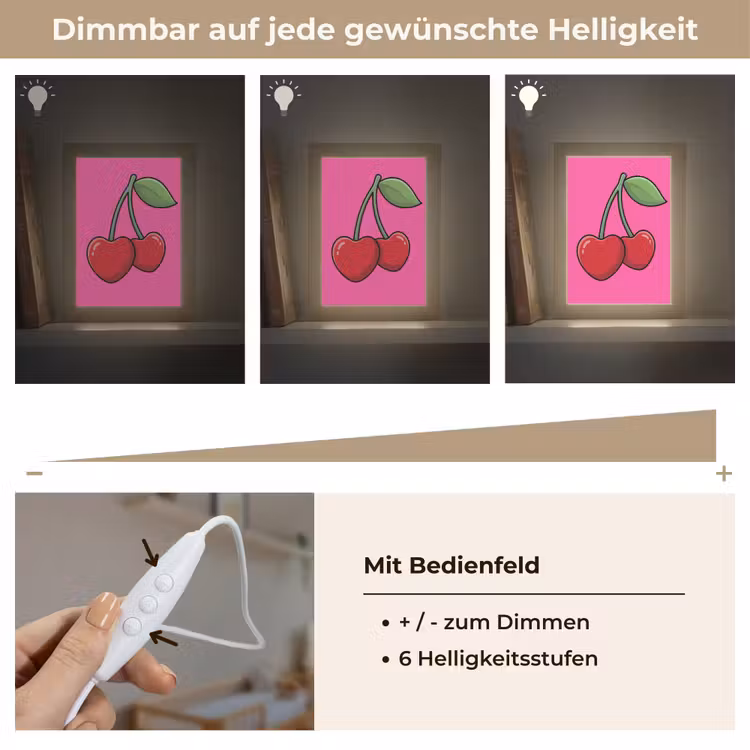 Kers - Roze - Fruit Light Box met kabel (Kinderlampje) klein -USP_dimbaarDE