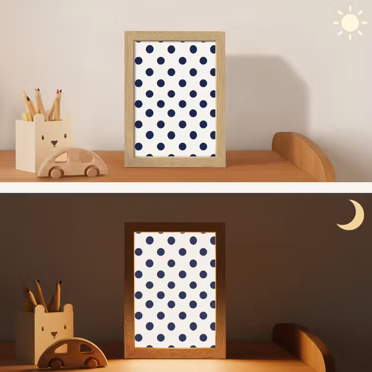 Klassiek - Stippen - Blauw Light Box met kabel (Kinderlampje) klein 904 -sfeer3_kind