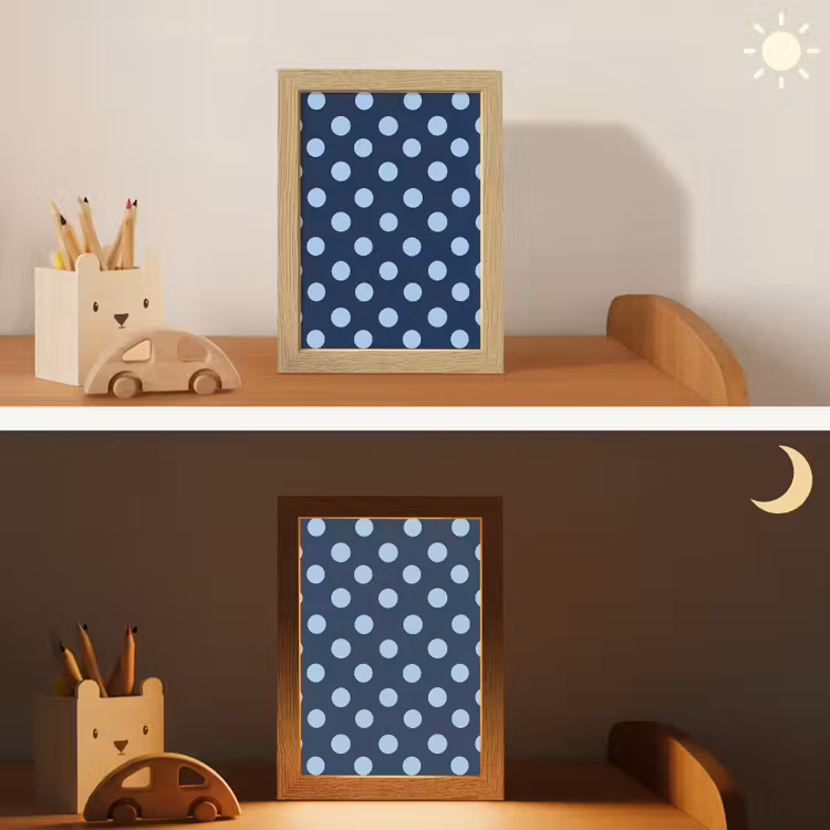Klassiek - Dots - Blauw Light Box met kabel (Kinderlampje) klein 904 -sfeer3_kind
