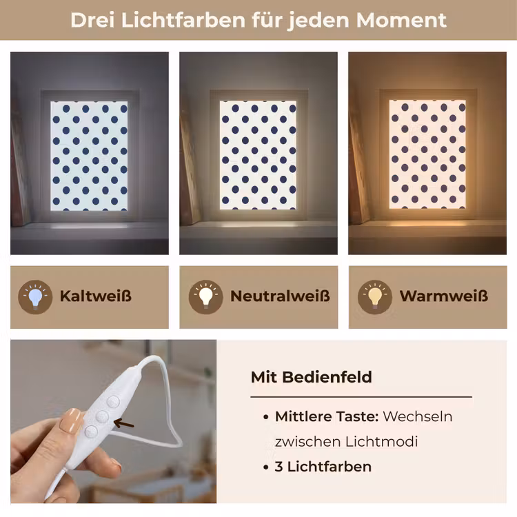 Klassiek - Stippen - Blauw Light Box met kabel (Kinderlampje) klein 904 -USP_lichtkleurDE