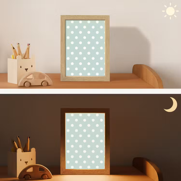 Klassiek - Polka - Groen Light Box met kabel (Kinderlampje) klein 904 -sfeer3_kind
