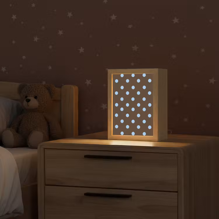 Klassiek - Stippen - Bruin Light Box met kabel (Kinderlampje) klein 904 -sfeer1_kind