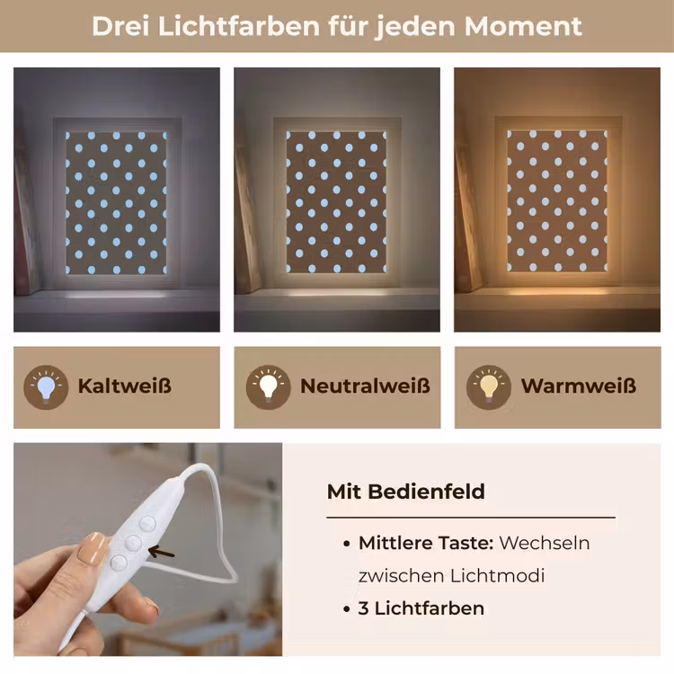 Klassiek - Stippen - Bruin Light Box met kabel (Kinderlampje) klein 904 -USP_lichtkleurDE