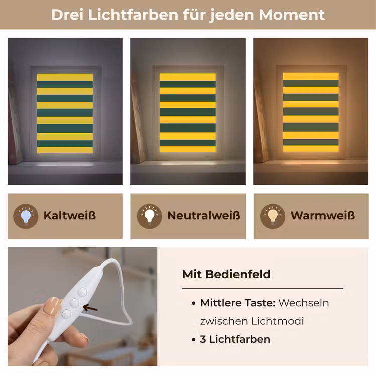 Klassiek - Strepen - Groen Light Box met kabel (Kinderlampje) klein 904 -USP_lichtkleurDE