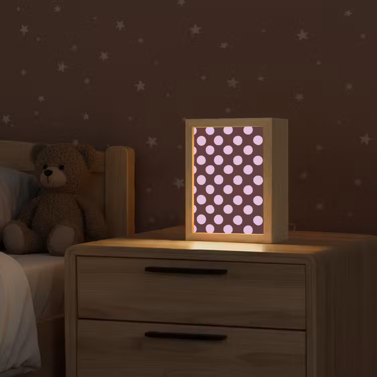 Klassiek - Stippen - Paars Light Box met kabel (Kinderlampje) klein 904 -sfeer1_kind