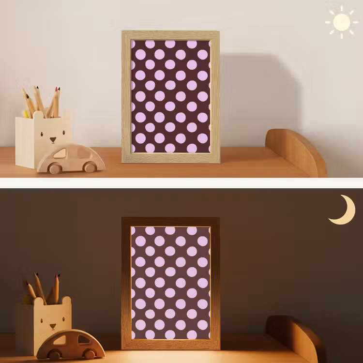 Klassiek - Stippen - Paars Light Box met kabel (Kinderlampje) klein 904 -sfeer3_kind