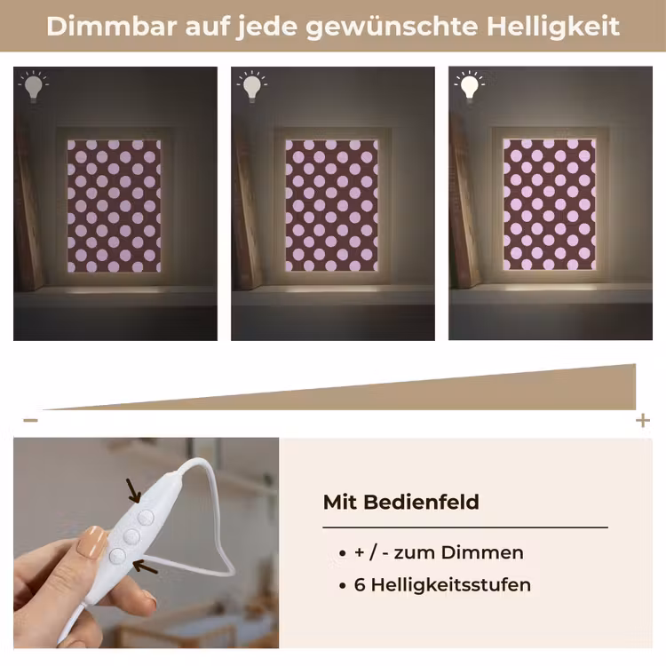 Klassiek - Stippen - Paars Light Box met kabel (Kinderlampje) klein 904 -USP_dimbaarDE