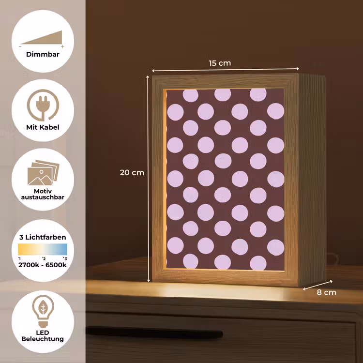Klassiek - Stippen - Paars Light Box met kabel (Kinderlampje) klein 904 -USP_websiteoverzichtDE
