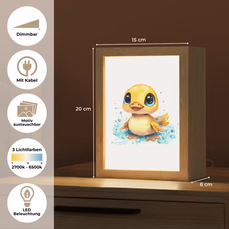 Eendje - Badeend - Geel Light Box met kabel (Kinderlampje) klein -USP_websiteoverzichtDE
