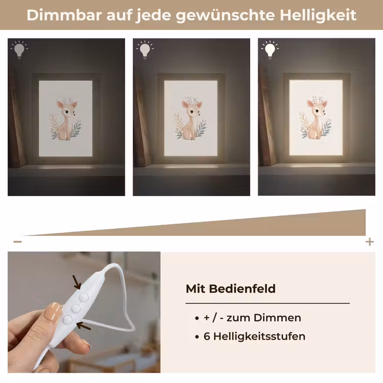 Hertje - Minimalistisch - Aquarel - Bladeren Light Box met kabel klein -USP_dimbaarDE