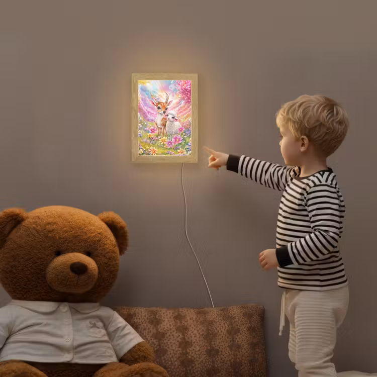 Hertje - Lammetje - Bloemen - Pastel Light Box met kabel klein -sfeer4a_kind