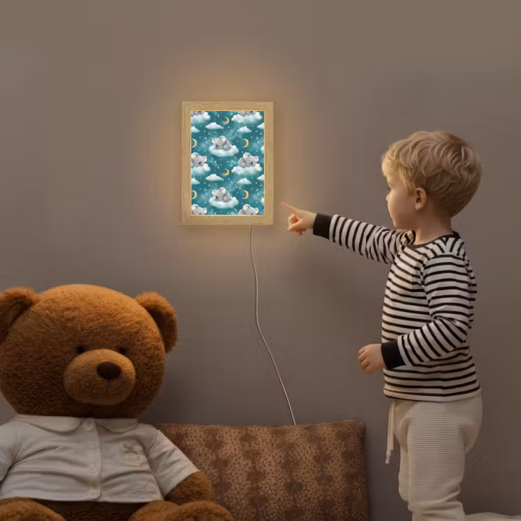 Koala's - Betoverend - Blauw Light Box met kabel (Kinderlampje) klein 904 -sfeer4a_kind