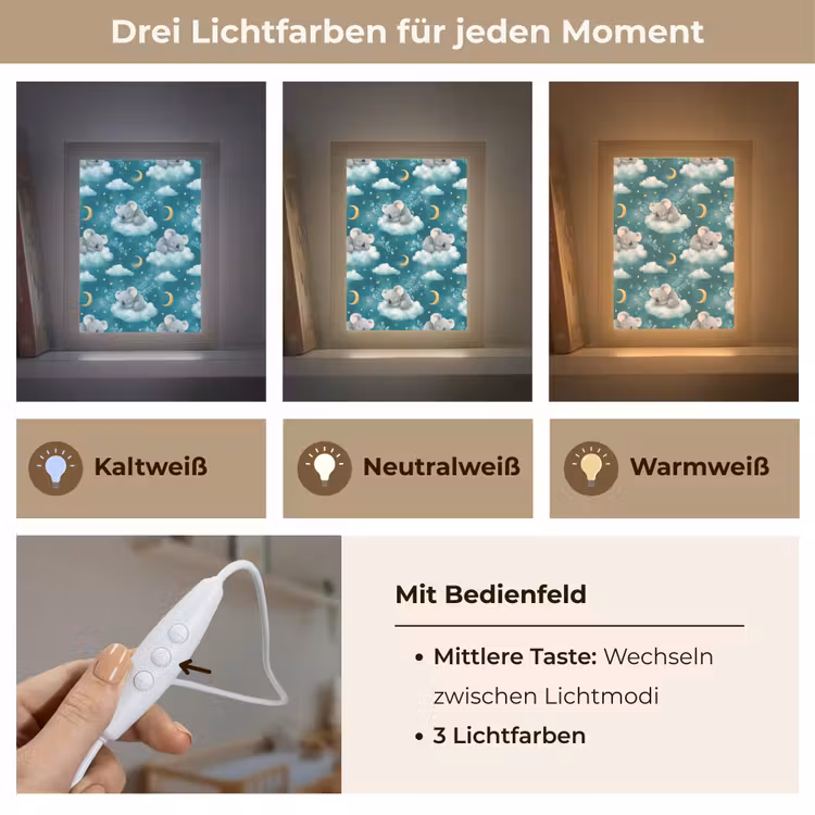 Koala's - Betoverend - Blauw Light Box met kabel (Kinderlampje) klein 904 -USP_lichtkleurDE