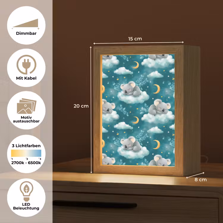 Koala's - Betoverend - Blauw Light Box met kabel (Kinderlampje) klein 904 -USP_websiteoverzichtDE