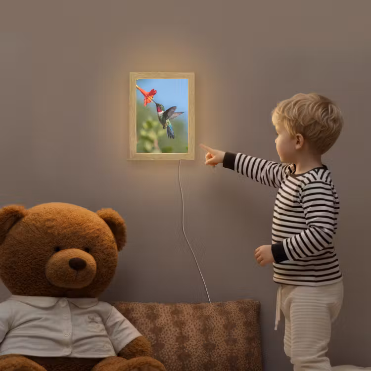 Kolibrie - Bloem - Natuur - Groen Light Box met kabel (Kinderlampje) klein -sfeer4a_kind