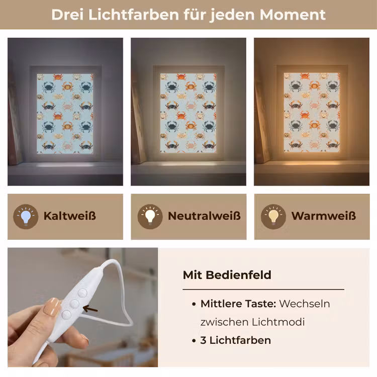 Krabben - Speels - Kleurrijk Light Box met kabel (Kinderlampje) klein 904 -USP_lichtkleurDE