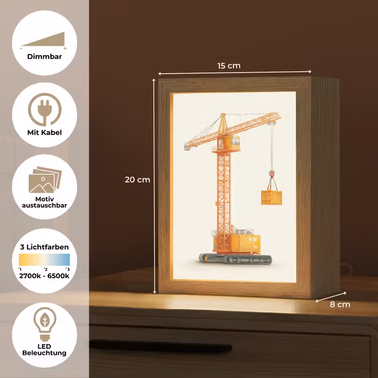 Kraan - Oranje - Scheepscontainer Light Box met kabel (Kinderlampje) klein -USP_websiteoverzichtDE