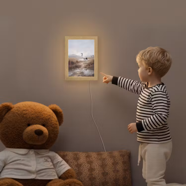 Kraanvogel - Natuur - Realistisch Light Box met kabel (Kinderlampje) klein -sfeer4a_kind
