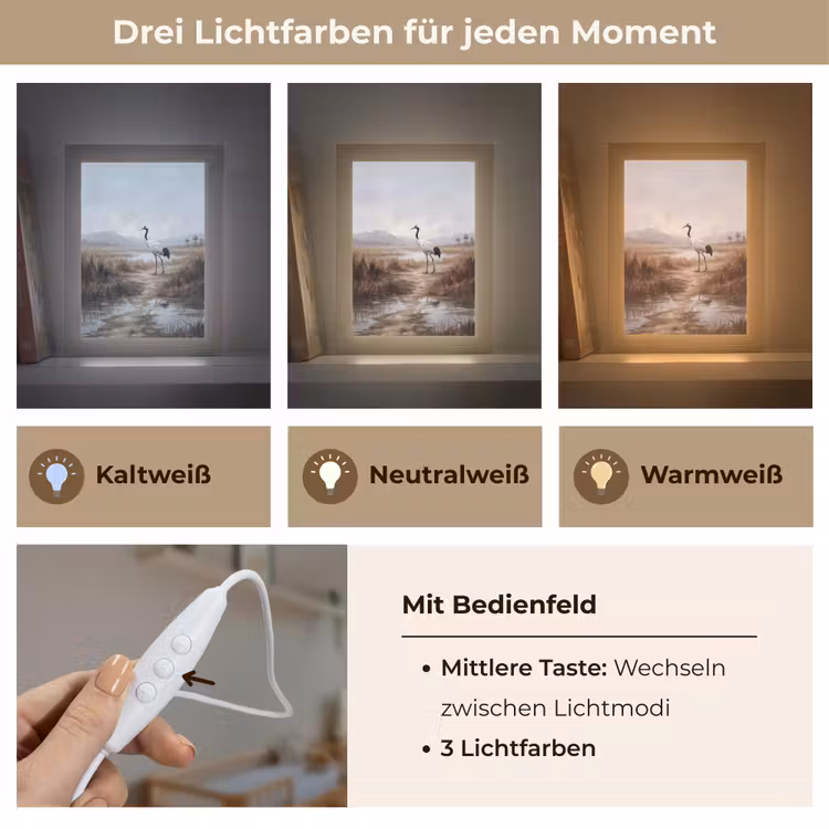 Kraanvogel - Natuur - Realistisch Light Box met kabel (Kinderlampje) klein -USP_lichtkleurDE