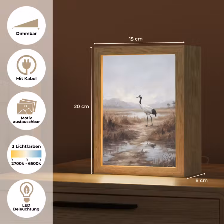 Kraanvogel - Natuur - Realistisch Light Box met kabel (Kinderlampje) klein -USP_websiteoverzichtDE