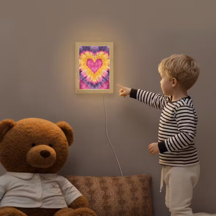 Tie dye - Hartvorm - Vlammen - Oranje Light Box met kabel klein -sfeer4a_kind