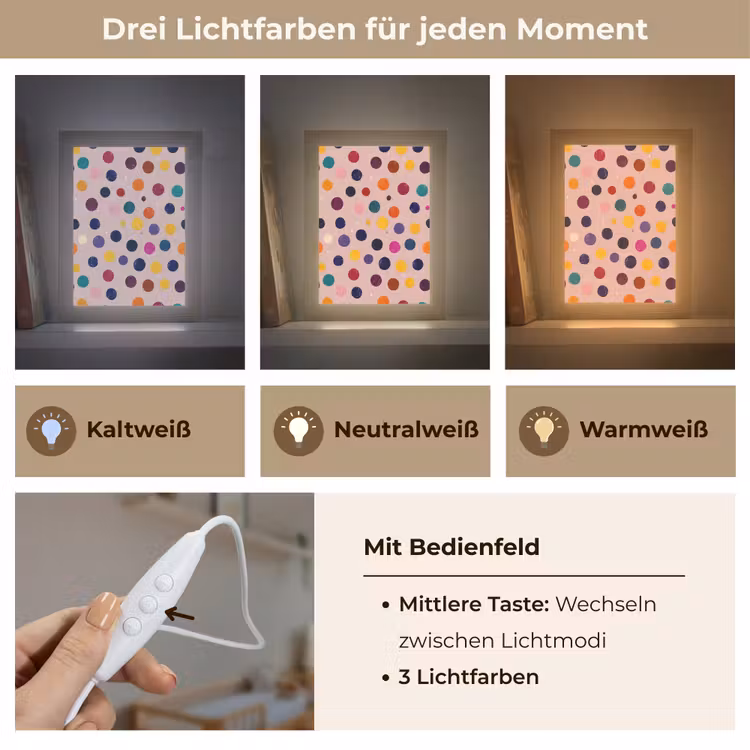 Cirkels - Patroon - Kleurrijk Light Box met kabel (Kinderlampje) klein 904 -USP_lichtkleurDE