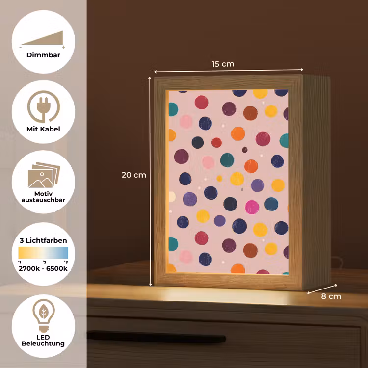 Cirkels - Patroon - Kleurrijk Light Box met kabel (Kinderlampje) klein 904 -USP_websiteoverzichtDE