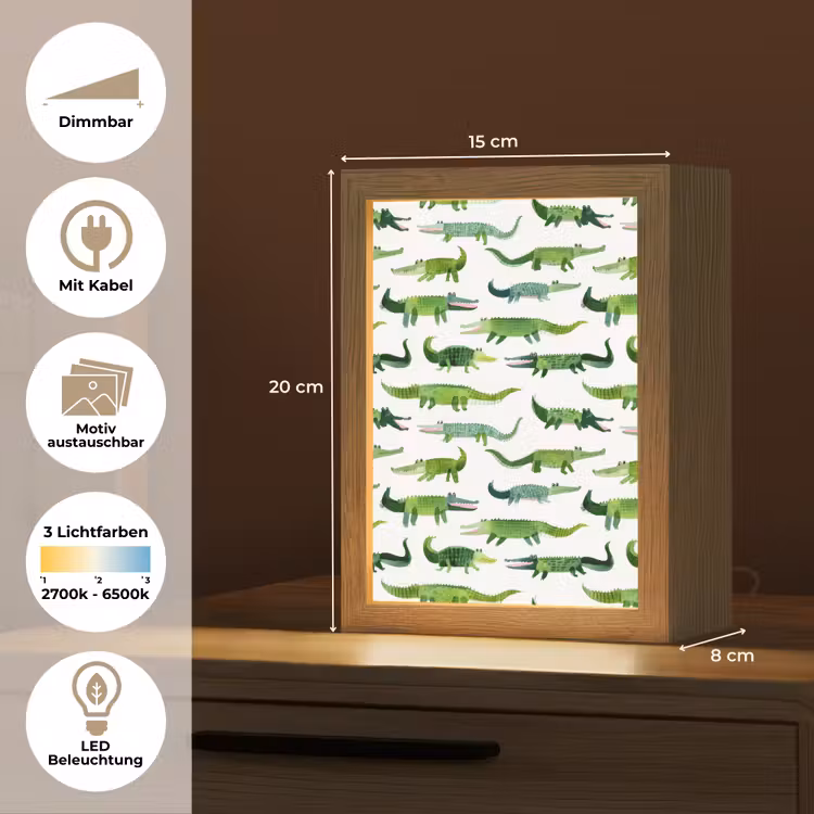 krokodillen - Speels - Groen Light Box met kabel (Kinderlampje) klein 904 -USP_websiteoverzichtDE