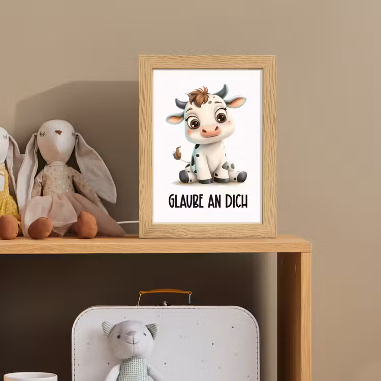 Koe - Wit - Dieren - Geloof in jezelf Light Box met kabel klein -sfeer2_kind