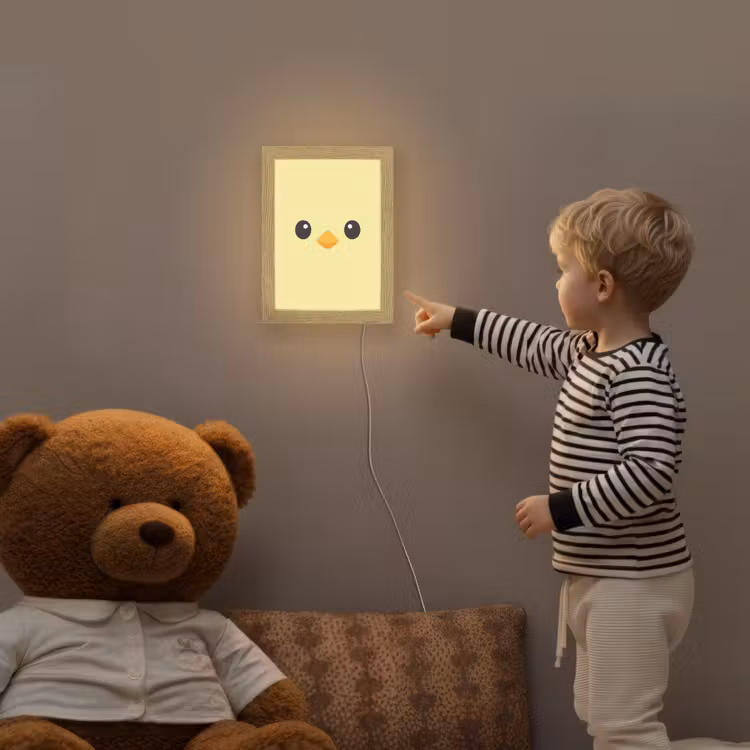 Kuiken - Vrolijk - Geel - Minimalistisch Light Box met kabel klein -sfeer4a_kind