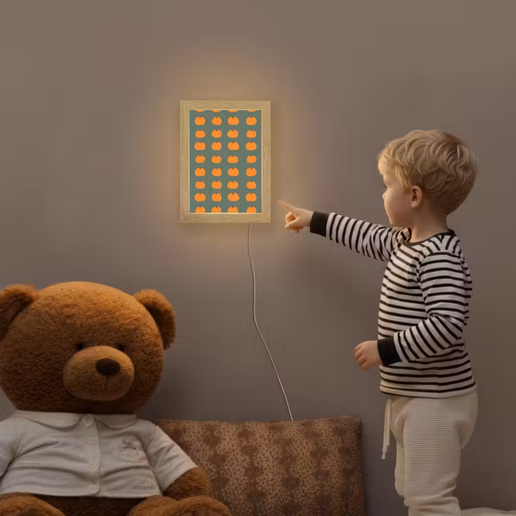 Pompoen - Patroon - Oranje Light Box met kabel (Kinderlampje) klein 904 -sfeer4a_kind