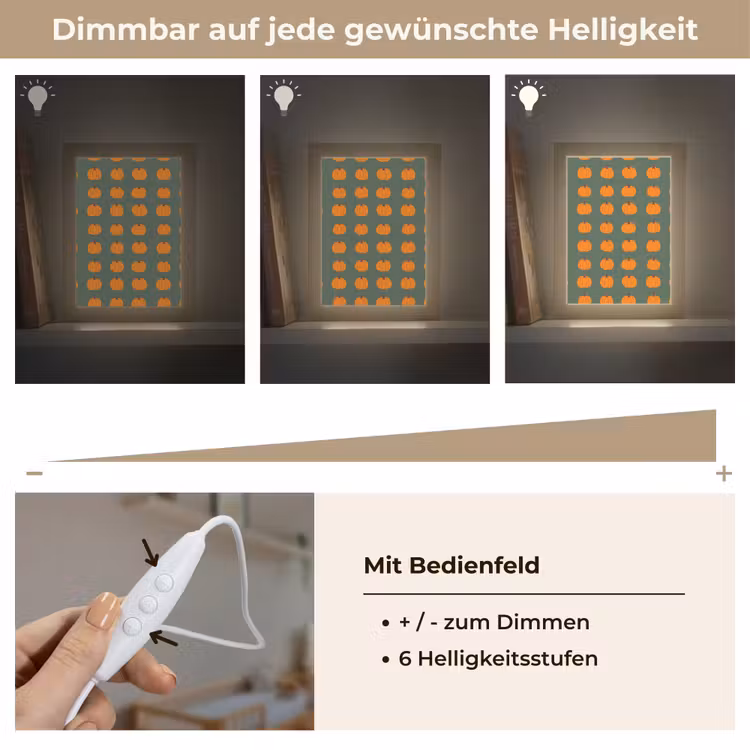 Pompoen - Patroon - Oranje Light Box met kabel (Kinderlampje) klein 904 -USP_dimbaarDE