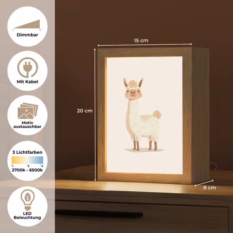 Lama - Dieren - Boerderij - Pastel Light Box met kabel (Kinderlampje) klein -USP_websiteoverzichtDE