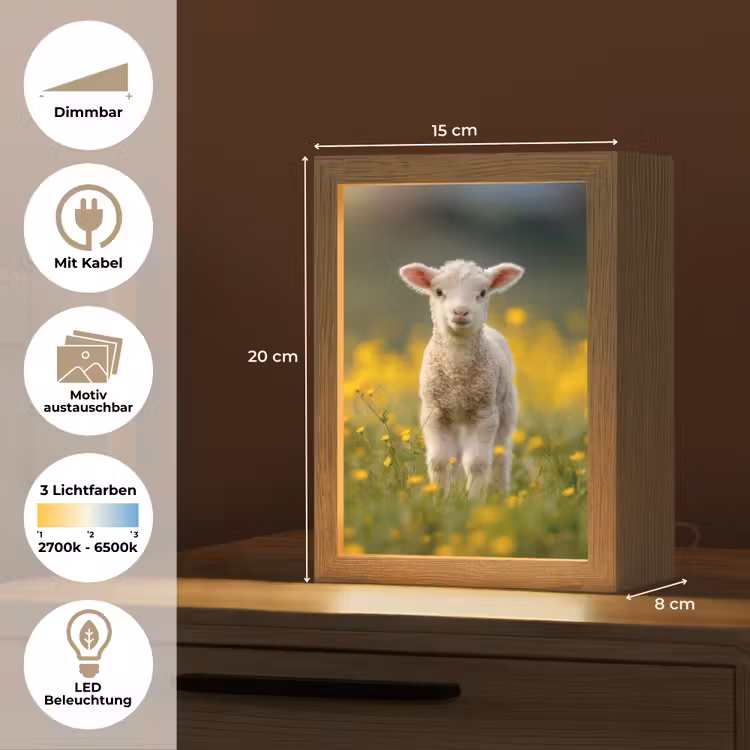 Lammetje - Gras - Bloemen - Geel Light Box met kabel (Kinderlampje) klein -USP_websiteoverzichtDE