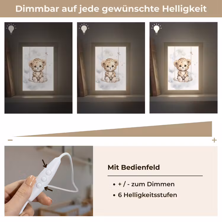 Luipaard - Dier - Kinderen Light Box met kabel klein -USP_dimbaarDE