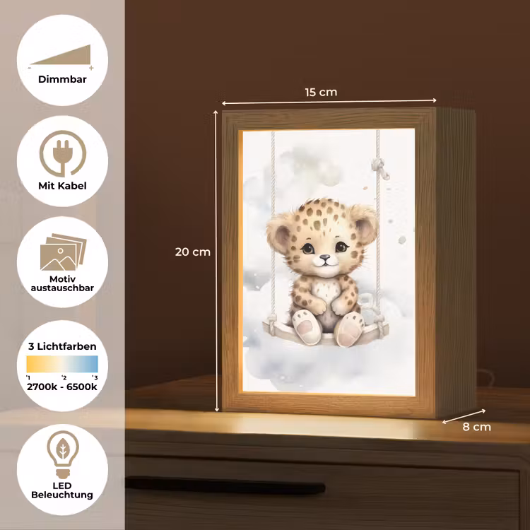 Luipaard - Dier - Kinderen Light Box met kabel (Kinderlampje) klein -USP_websiteoverzichtDE